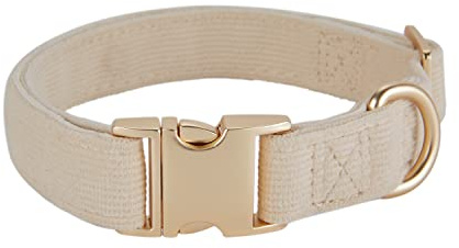 YUDOTE Collar de perro ultra suave de corduroy de algodón natural hecho para perros pequeños con piel sensible, blanco cremoso