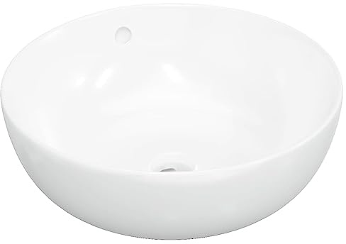 vidaXL Lavandino Bianco 44x17 cm in Ceramica Rotondo