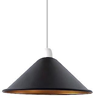 Retro-Vintage-Lampenschirm, Metallkegel, Einfache Installation, Industrieller Stil, 4 cm E27-Aufhängeloch, Für Küche, Wohnzimmer, Bar, Flur (Black Inner Gold)