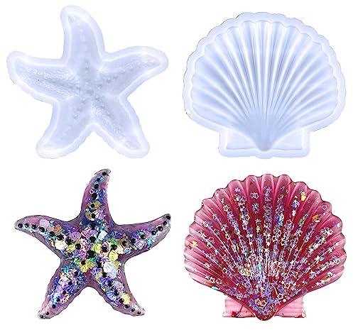 Stampi in Silicone 3D a Forma di Stella Marina e Conchiglia - Stampo in Resina Epossidica per Fusione Artigianale - Decorazione Ornamento Casa Fai da Te