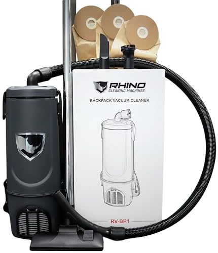 Commercial Lightweight Backpack Bagged Vacuum Cleaner, for Carpet and Hard Floors, 22-Foot Cord, by Rhino