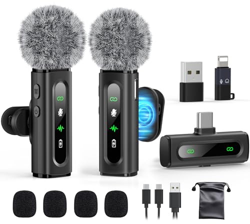 USB C Lavalier Microphone Wireless Mini Mic for Type-C Android Phone/Tablet/PC Video Recording Clip-on Mics with Rotatable Clip&Denoise Recording, Ideal for Vlog Tiktok Youtube Podcast Content Creator