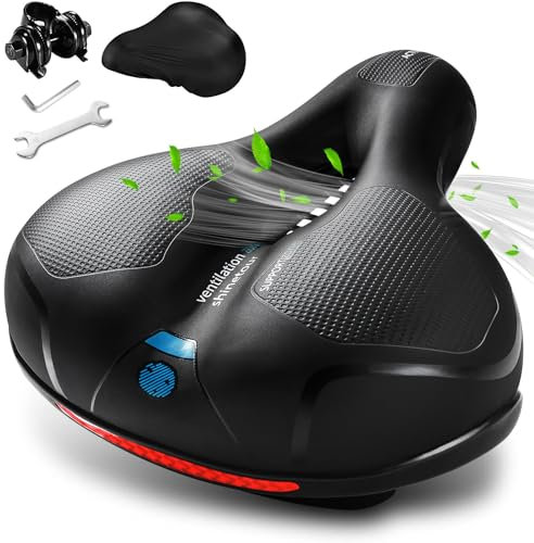 ROCK TAKIN Fahrradsattel Herren und Damen, Bequem Weich Fahrrad Sattel mit Memory-Foam Breiter Fahrradsitz mit Doppelten Stoßdämpfenden Reflektierenden Streifen Ergonomisch Sattel für Rennrad MTB