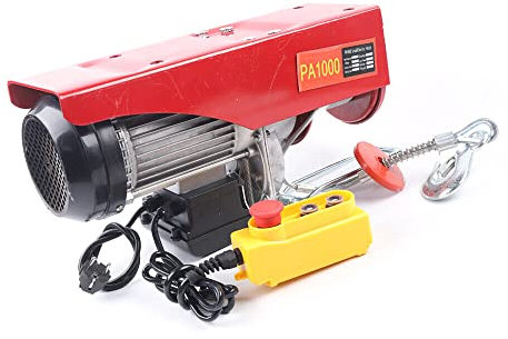 Treuil électrique - 1000 kg - Construction robuste - Interrupteur d'arrêt d'urgence - Utilisation polyvalente pour garage et atelier