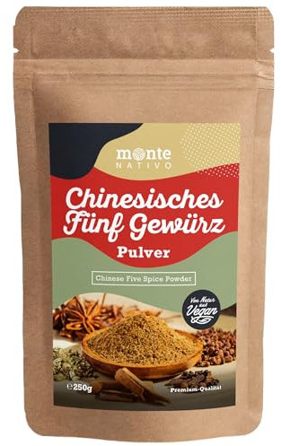 Cinq épices Chinoises en Poudre Monte Nativo (250g) - Mélange d'épices pur et naturel idéal pour la Cuisine Chinoise - Assaisonnement 5 epices Chinoises - Épices séchées pour la Cuisine Asiatique