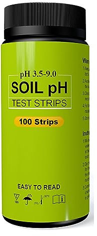 100 tiras de prueba de pH del suelo, rango de 3,5 a 9, kit de papel de prueba de pH de alta precisión, medidor de pH del suelo para jardín, césped, hierba, plantas, abono vegetal,