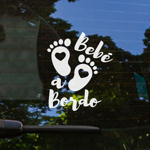 Bebe a bordo, Pegatina bebe a bordo coche 16 x 13.5 cm, Bebe a Bordo Pegatina Coche Resistente a UV e Impermeable, Bebé Sticker