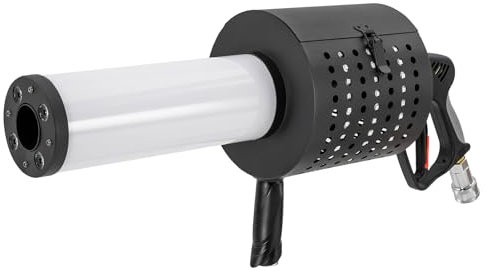 Pistola de confeti de mano con batería de hierro y acrílico, máquina inalámbrica de 7 colores con ventilador axial, portátil, lanzador de confeti de CO₂ con manguera de gas de 3 m