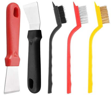 DLPRK 5 Pcs Juego de Cepillos de Alambre, Acero Inoxidable, Latón y Nylon, Cepillo Cerdas Duras, Para Limpiar Escoria de Soldadura, Suciedad Grasa, Óxido, Polvo, Ideal para Metal y Rust (Mini)