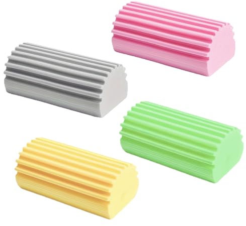 4 Stück Damp Duster Schwamm, Staubschwamm, Dump Duster, Damp Clean Duster Schwamm, StaubschwäMme Wiederverwendbar, Schmutzradierer Schwamm für Jalousien, Glas, Sockelleisten, LüFtungskanäLen