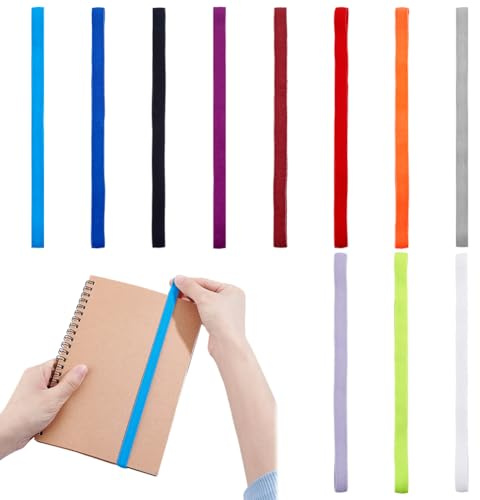 PH PandaHall 12 Couleurs Élastiques Planificateur Bandes Élastiques Signets Sangle de Livre Cahier Élastique Bandes Élastiques avec Porte Stylo pour École Bureau Livre Voyage Rentree Scolaire