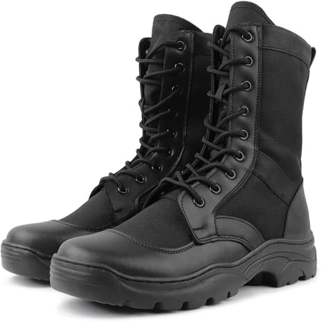 LUDEY Lightweight Military Tactical Boots for Men Durable Anti-Slip Breathable Combat Police Security Men’s Jungle Boots Black-B 9UK