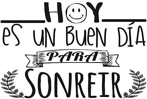 Frase Vinilo 'Hoy Es Un Buen Día Para Sonreír' - Decorativo Para Pared, Habitaciones - Frases Motivadoras - DC-16121 (30x20cm)