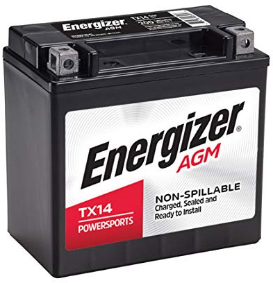 Energizer TX14 AGM Motorcycle and Atv 12V Battery, 200 Cold Cranking Amps and 12 Ahr. Replaces: YTX14-BS and others