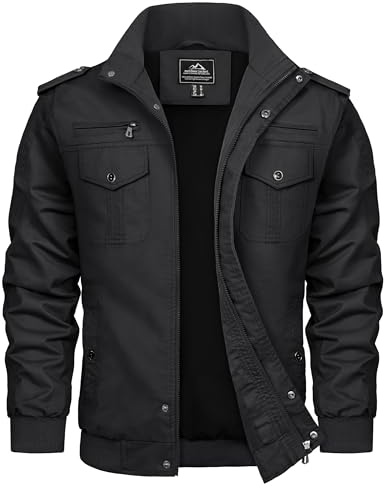 TACVASEN Chaqueta militar para hombre, ligera, casual, estilo cargo, bomber militar, cortavientos