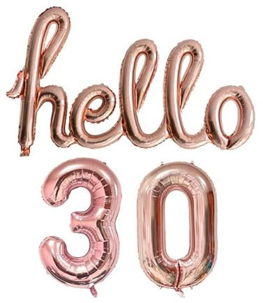DIWULI Hello 30 Luftballon Roségold Geburtstag Dekoration