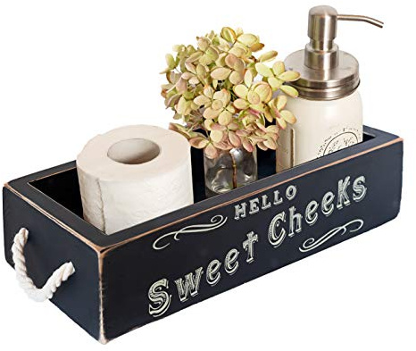 MAINEVENT Hello Sweet Cheeks Bathroom Decor Box, One Box with Design on 2 Sides Farmhouse Bathroom Decor Toilet Organizer