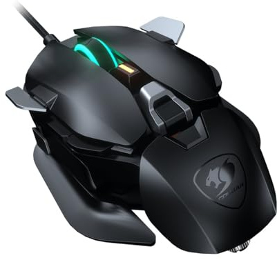 Cougar Gaming | Souris Gaming | DUALBLADER 16000 DPI Noir - Ergonomie ambidextre Personnalisable - Repose-Poignets - Capteur Optique 16 000 DPI - Câble ultraflex