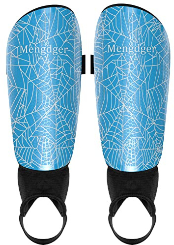 Shin Guards Soccer Youth Kids with Ankle Support Boys Girls Toddler Shin Pads Sleeves EVA Cushion Protection Reduce Shocks Injurie Calf Protective Gear for 4 5 6 7 8 9 10 11 12 Years Old (M, Blue)