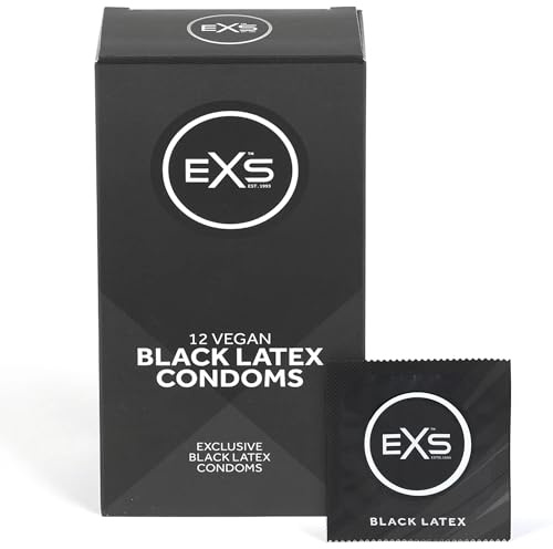 EXS | Black latex | Schwarze Latexkondome | Bereichere dein Sexleben mit farbigem Latex | Vegan | 12er-Pack