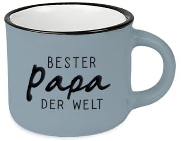Espressotasse vintage| Mini Keramik Becher zum verschenken | 95 ml | Bester Papa der Welt, Weiß