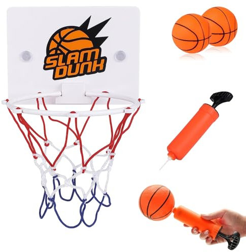 BVSRCP Mini Basketballkorb, 16.2x12cm Kind Mini Basketball Korb Set, Zimmer Mit 2 Stück 8cm Bälle Und Pumpe, Outdoor Indoor Office Home, Orange
