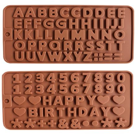 AYVRUOP Moules en silicone lettres, moules alphanumériques, moules à chocolat, décorations de pâtisserie, 2 pièces