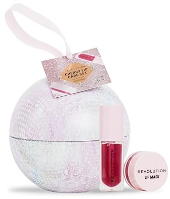 Revolution Beauty Coffret Huile à Lèvres Cerise, Set Cadeau avec Huile Glacée & Masque Lèvres Cerise, Nourrissant & Hydratant, Végan & Sans Cruauté