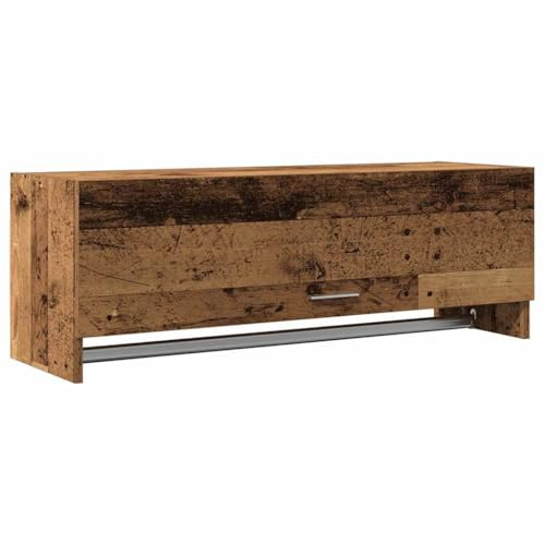 vidaXL Klädhängare åldrat trä 100x32,5x35 cm konstruerat trä, förvaringsskåp, armoire, smal vägggarderob, garderobsförvaring, hallgarderob