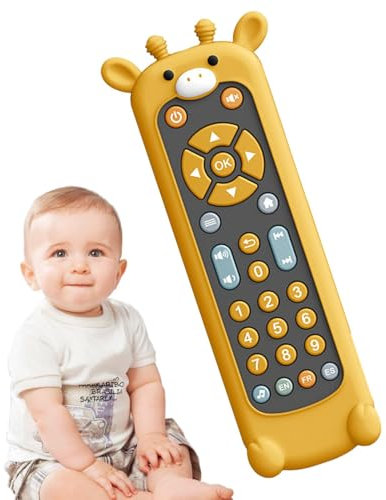 Juguete remoto TV - Juguete remoto TV para niños, juguete educativo lindo remoto | Juguetes musicales de aprendizaje en forma de animal, 3 idiomas (inglés, español y francés), mando a distancia de TV