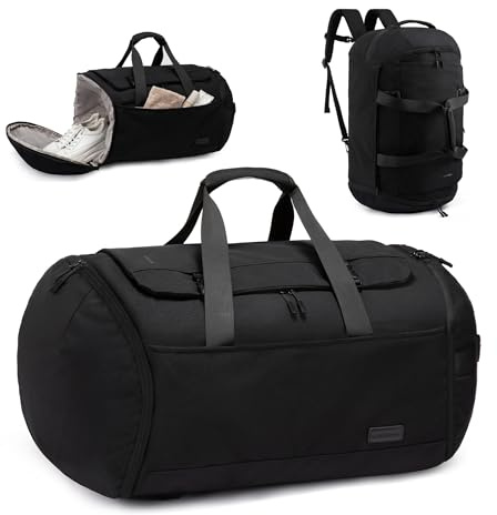 LOVEVOOK Sporttasche Herren mit Schuhfach, Reisetasche Groß 65L, Sportrucksack 52x45x28cm, Gym Tasche mit Tragegriff & Verstellbarem Schultergurt, Duffel Gym Bag, Handgepäck Tasche, Weekender Herren