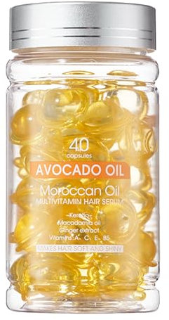 Capsule Di Siero Condizionante Levigante - 40 Pezzi -Trattamento Riparatore per Capelli Secchi E Crespi - Adatto a Donne E Uomini - Siero per Capelli Lucidi, Morbidi E Setosi (Olio Di Avocado)
