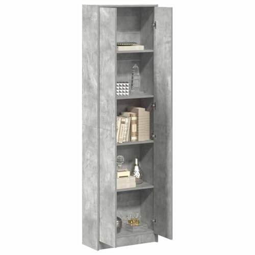vidaXL Armario Gris Concreto 55 x 25 x 189 cm Madera de ingeniería, Armario Moderno Rectangular para Dormitorio, con Puertas, de Madera, Gran Almacenamiento, Armario a la Moda, Unidad ordenada