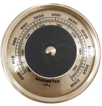 Stazione meteo analogica in metallo con barometro, termometro e igrometro per interni ed esterni, diametro 70 mm, spessore: 35 mm