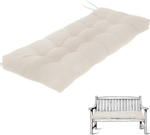 Cojines de Banco para Muebles de Interior y Exterior cojín de Asiento de Piano/Columpio con borlas y Base Antideslizante cojín de Banco para sofá/Patio (Beige 110 x 45 cm/43 x 18 Pulgadas)