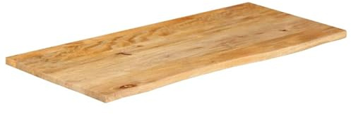 Gecheer Piano Tavolo in Legno Massello di Mango, 100x60x3,8 cm, Design Rustico con Bordo Vivo, Sostitutivo per Arredamento Casa e Commercio