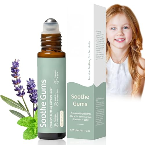 Gentle Teething Relief Roller with Natural Oil, Unique Ball Design to Reduce Teething Pain & Dental Discomfort, Mild and Soothing, 1PCS