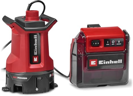 Einhell bomba de aguas sucias con batería GE-DP 36/35 LL Li-Solo Power X-Change (36 V, caudal 14.000 l/h, altura de impulsión máx. 9 m, 2 modos de rendimiento, bomba 2 en 1, sin batería)