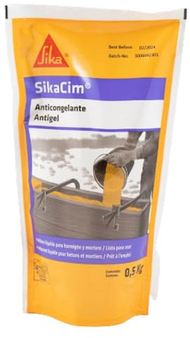 SIKA - Anticongelante - Aditivo liquido - SikaCim - Incoloro - Listo para su uso - Para mortero y hormigón - 500 ml