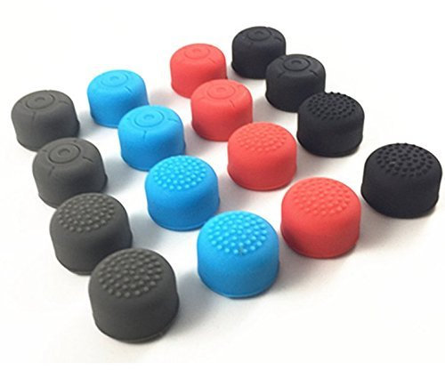 8 pares de silicona elevada antideslizante para el pulgar de los pulgares, para mando Nintendo Switch NS Joy-Con (4 colores circulares + tipos de multipunto)