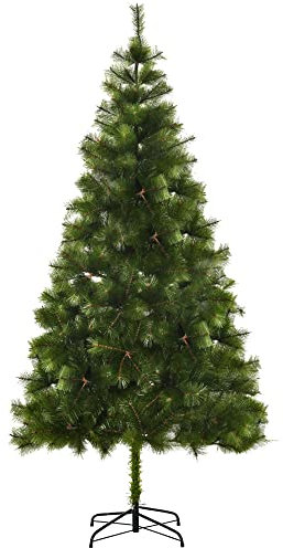 HOMCOM Árbol de Navidad 210cm Artificial Árbol de Pino Decoración Navideña con Soporte Metálico 505 Ramas Verde Pet