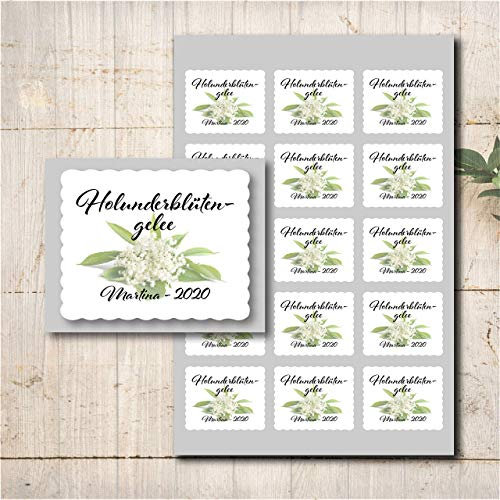 15 Aufkleber Etiketten Sticker Personalisiert Holunderblütengelee Holunderblütensirup Holunder