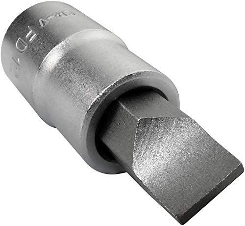 AERZETIX - Vaso con punta destornillador 1/2 - para tornillos ranurados/planos - Monobloque 12x55mm - Inserto para llave/trinquete manual/neumático - con ranura - en acero CR-V - Color plata - C45052