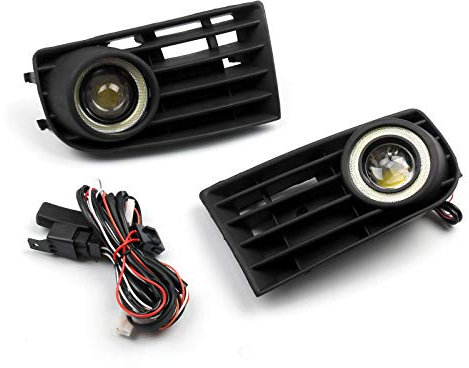 Bruce & Shark 2Pcs Fari fendinebbia anteriori Angel Eyes + Griglia adatta per Vw Golf 5 Mk5 Rabbit 2003-2009