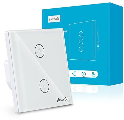 HEUXGIR Smart Lichtschalter,2.4GHz WiFi Touch Light Switch,with Controllable LED,86 * 86mm Compatible with Alexa/Google/Smart Lif (Neutral Line Required)
