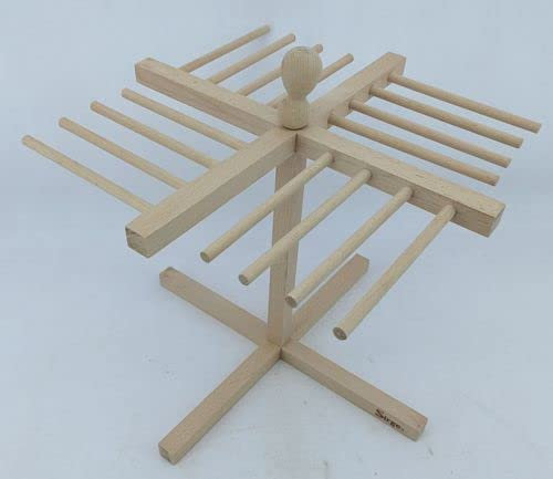 Stendi Pâta Fraîche en Bois avec 16 Supports Séchoir à Pâtes Fraîches à Sécher les pâtes longues comme spaghetti et nouilles Sirge