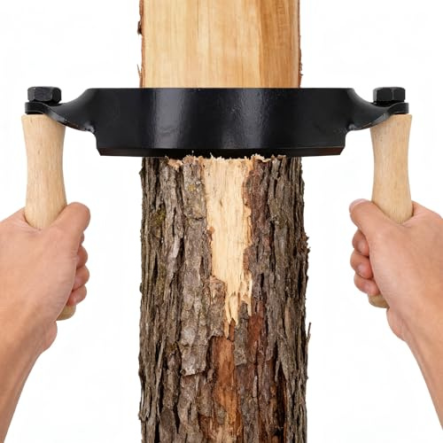 Natudeco Draw Knife Bark Shaving Tungsten Steel Blade Comfortable Wooden Handle Accurate Shaving High Sharpness Curved for Timber Framers Wood Turners and Carvers(8 Inch)