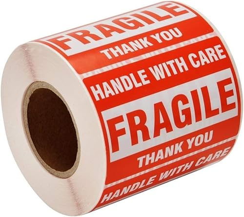 500 Pcs Labels Fragile Sticker Roll 2x 3 Red Warning Label