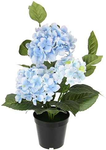 Flair Blomma konstgjord hortensia i kruka, konstgjorda blommor, blomma, hortensia, buske, konstgjord blomma, dekoration, terrassdekoration, krukväxt, bröllop, dekorativ blomma, blå