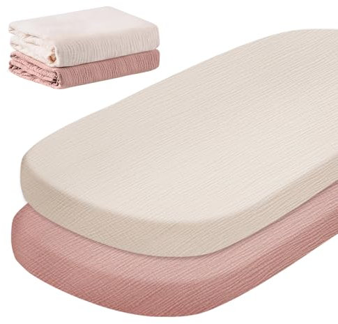 Kinderwagen Bettlaken, 2er Set Spannbettlaken Kinderwagen, 100% Baumwollmusselin Spannbetttuch für Kinderbett, 80x40 cm Kinderwagen Matratzenbezug, Spannbettlaken für Stubenwagen Kinderwagenmatratze